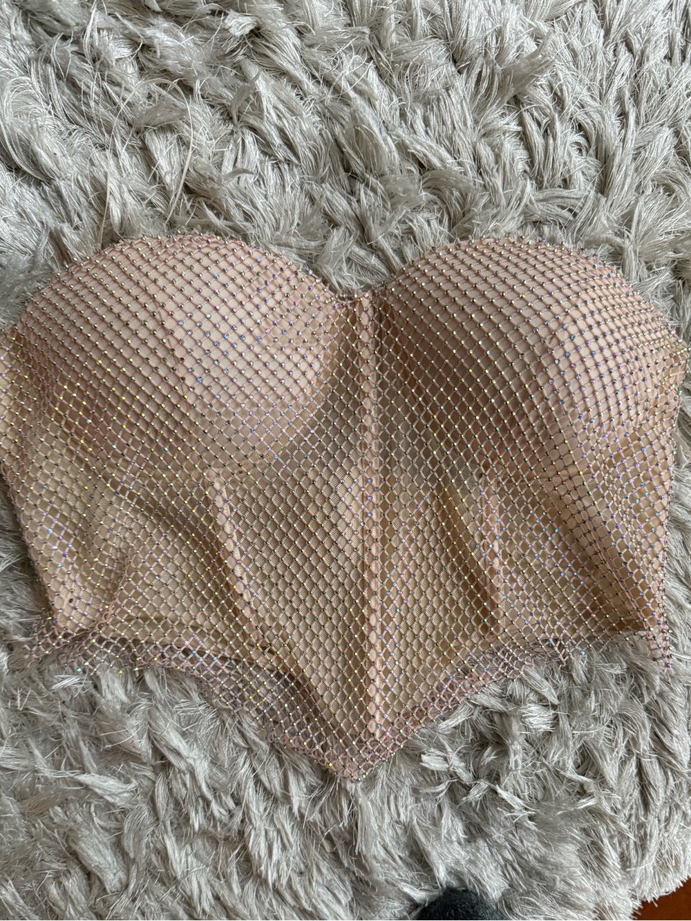 AKIRA Rose Gold Crystal Mesh Strapless Bustier